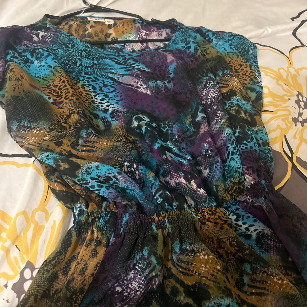 29) very cute animal print Cato size meduim sheer top would fit in ways